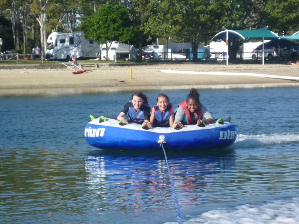 Students on camp participating in water sports